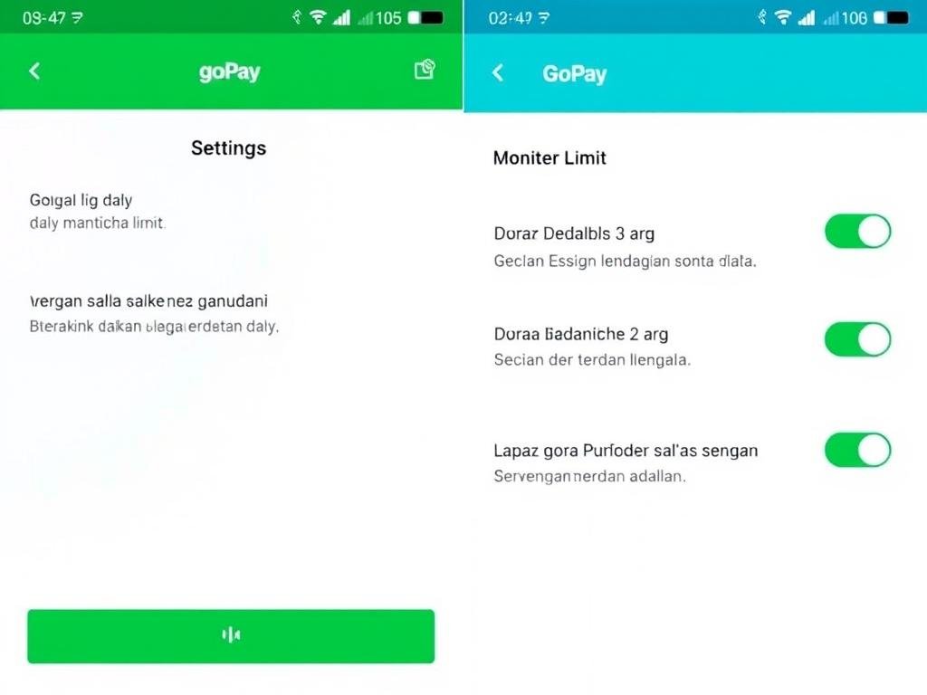 Tampilan layar pengaturan limit harian di aplikasi Gojek untuk GoPay
