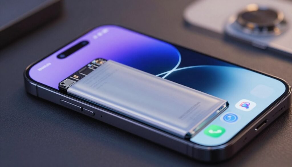 A close-up of a flagship smartphone battery and screen, showcasing modern technology. The battery, sleek and semi-transparent, is displayed prominently in the foreground, revealing intricate circuitry and capacity specifications. The smartphone screen, vivid and edge-to-edge, is shown in the middle ground, displaying high-resolution visuals and sleek icons. In the background, blurred outlines of a tech environment with soft, ambient lighting highlight the innovation theme. Use a shallow depth of field to focus on the battery and screen, giving an impression of cutting-edge technology. The atmosphere should convey a sense of sophistication and modernity, suitable for a tech comparison article in 2026. A close-up of a flagship smartphone battery and screen, showcasing modern technology. The battery, sleek and semi-transparent, is displayed prominently in the foreground, revealing intricate circuitry and capacity specifications. The smartphone screen, vivid and edge-to-edge, is shown in the middle ground, displaying high-resolution visuals and sleek icons. In the background, blurred outlines of a tech environment with soft, ambient lighting highlight the innovation theme. Use a shallow depth of field to focus on the battery and screen, giving an impression of cutting-edge technology. The atmosphere should convey a sense of sophistication and modernity, suitable for a tech comparison article in 2026.